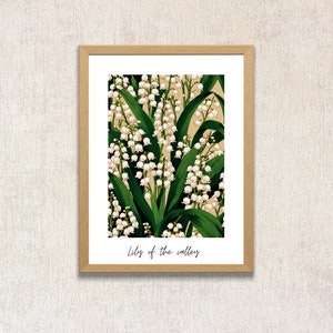 Lily of the Valley painting, Digital Download, Wall Art, Unique Home Decor, Botanical, Floral Pattern, Ukiyo-e, Illustration, Printable