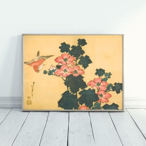 Hokusai Painting Japanese Wood Block Print Hokusai Digital Download Japandi Wabi Sabi Art Decor Printable Japanese Floral Woodblock Print
