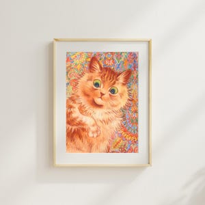 Cat Painting Louis Wain Artwork Cat Digital Print Cat Digital Download Kitten Painting Vintage Cat Portrait Cute Colorful Cat Art Poster
