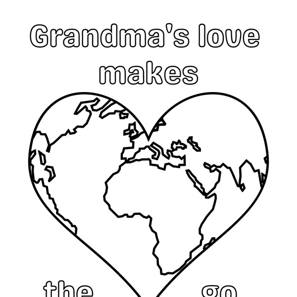 Grandma's World, mothers day, mothers day present, mothers day present, birthday gift, birthday present, grandparents day, coloring page
