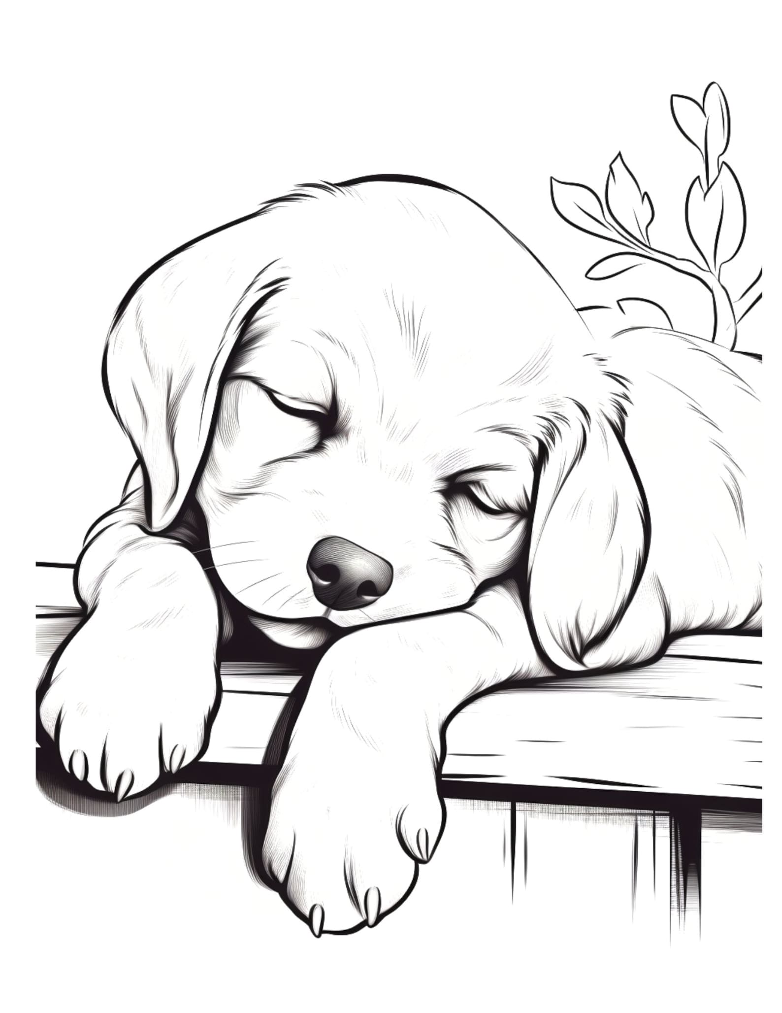 Sleeping Dog Coloring Page, Coloring Page, Puppy Coloring, Dog Coloring ...