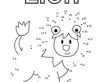 Dot to Dot Lion, kids tracing activity, coloring page, tracing practice, dot to dot, dot-to-dot tracing, printable, digital download, pdf