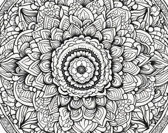 Flower mandala 5, adult coloring page, mandala coloring, coloring page, intricate design, flower coloring, printable, digital download, pdf