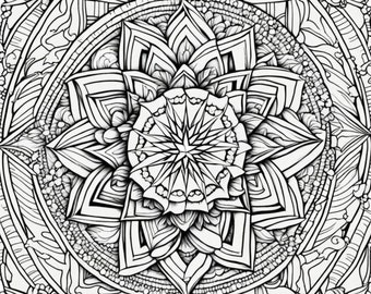 Flower Mandala 4, adult coloring page, coloring page, mandala coloring, mandala, flower coloring, printable, digital download, pdf