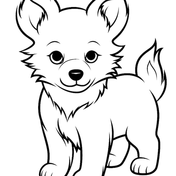 Dog coloring page, coloring page, dog, cute dog, easy coloring, kids coloring page, childs coloring page, printable, digital download, pdf