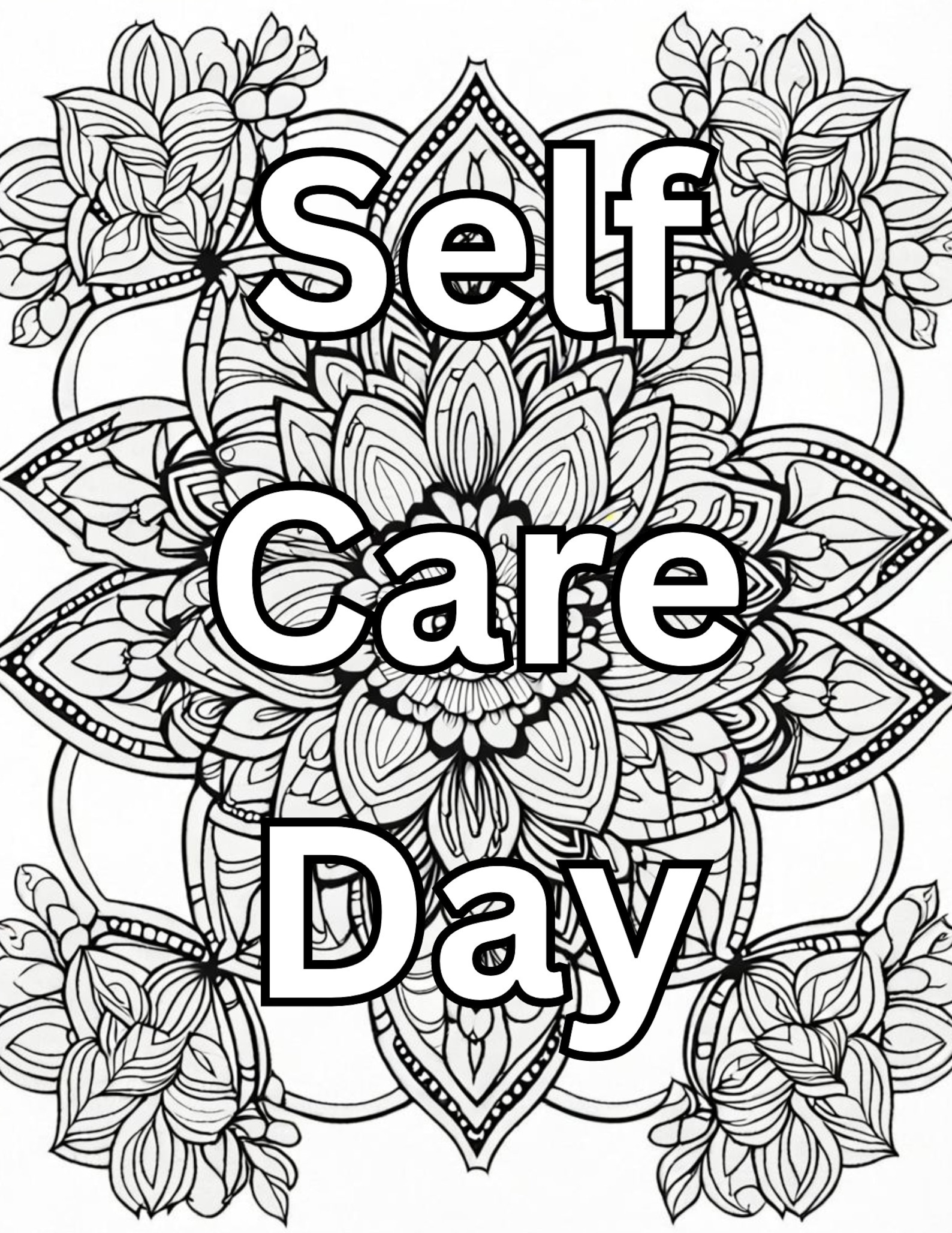 Self Care Day, Mental Health Coloring, Relaxing, Stress Relief, Teen ...