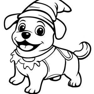 Dog in costume, Halloween, Pets of Halloween, Cute Dog, Puppy, Doggy Dress-up, Coloring page, Coloring page for kids, Digital download, PDF