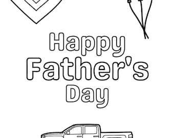 Happy Father&#39;s Day coloring page, coloring page, fathers day, diy gift for dad, kid activity for dad, printable, digital download, pdf