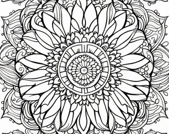 Mandala de flores 1, página para colorear para adultos, colorear mandala, diseño intrincado, flor, imprimible, descarga digital, pdf