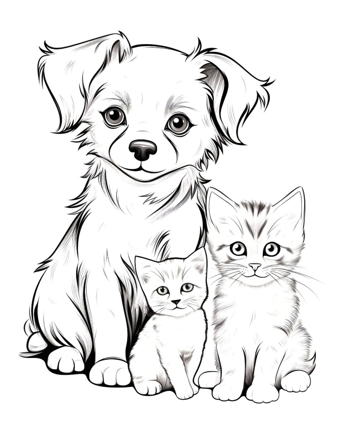 Puppy And Cat Coloring Pages Printable