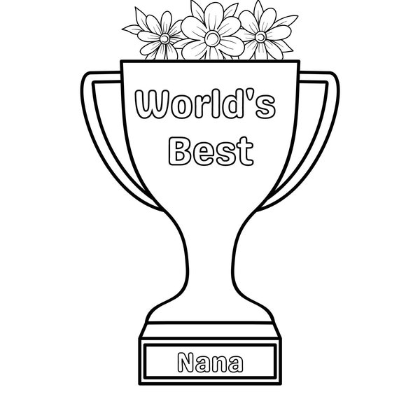 Worlds Best Nana, coloring page, mothers day, gift for grandma, diy gift, printable, digital download, pdf, kids coloring page