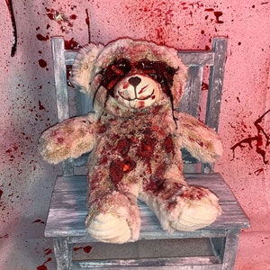 Scary Bear with maggots Creepy Plush Horror Plush Scary Plush Gothic Decor Halloween Scary Teddy Bear image 1