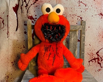 Creepy Elmo Plush - Creepy Plush - Horror Plush - Scary Plush - Gothic Decor - Halloween - Scary Teddy Bear