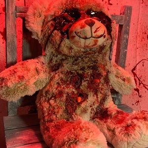 Scary Bear with maggots Creepy Plush Horror Plush Scary Plush Gothic Decor Halloween Scary Teddy Bear image 2