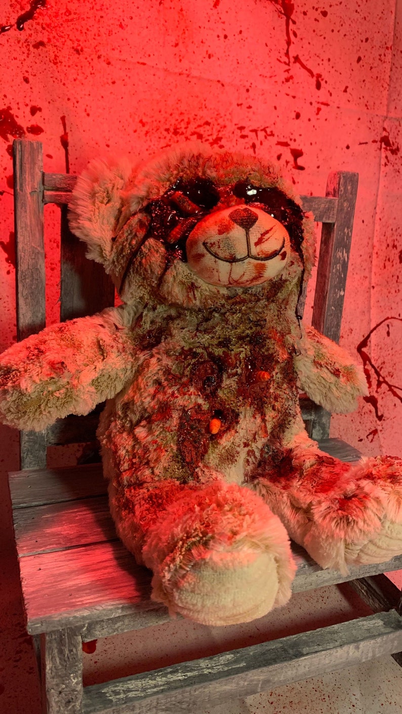 Scary Bear with maggots Creepy Plush Horror Plush Scary Plush Gothic Decor Halloween Scary Teddy Bear image 2