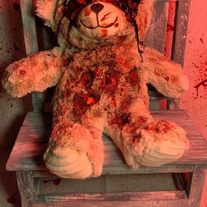 Scary Bear with maggots Creepy Plush Horror Plush Scary Plush Gothic Decor Halloween Scary Teddy Bear image 3