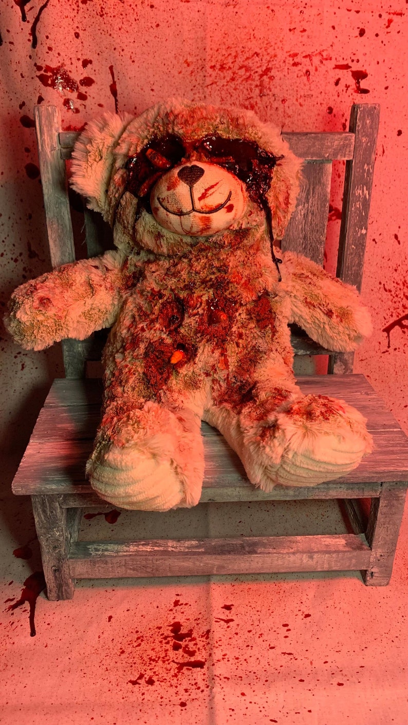 Scary Bear with maggots Creepy Plush Horror Plush Scary Plush Gothic Decor Halloween Scary Teddy Bear image 3