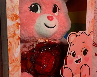 True Heart Care Bear - Creepy Plush - Horror Plush - Scary Plush - Gothic Decor - Halloween - Scary Teddy Bear