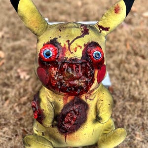 Pikachu - Creepy Plush - Horror Plush - Scary Plush - Gothic Decor - Halloween - Scary Teddy Bear