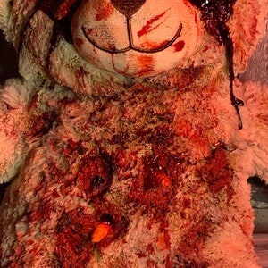 Scary Bear with maggots Creepy Plush Horror Plush Scary Plush Gothic Decor Halloween Scary Teddy Bear image 5