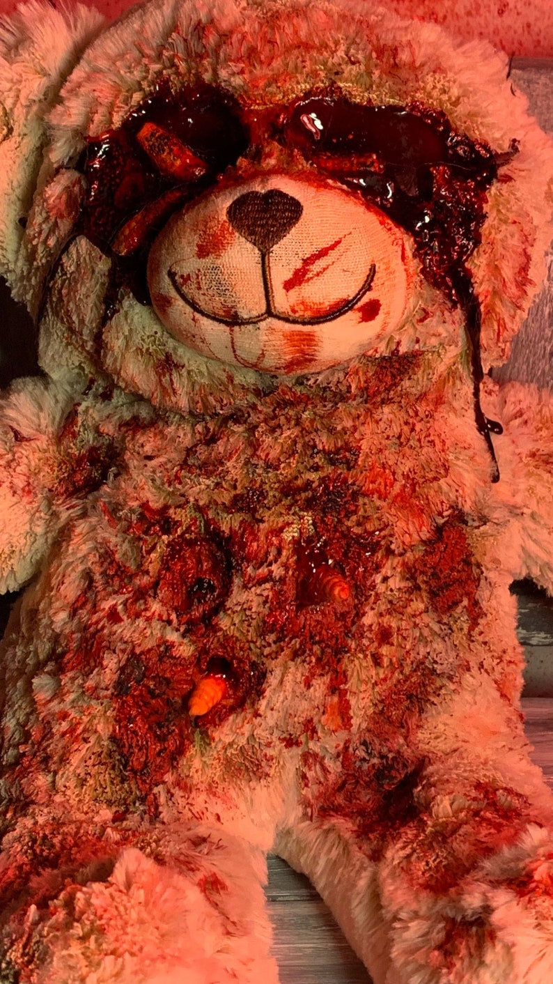 Scary Bear with maggots Creepy Plush Horror Plush Scary Plush Gothic Decor Halloween Scary Teddy Bear image 5