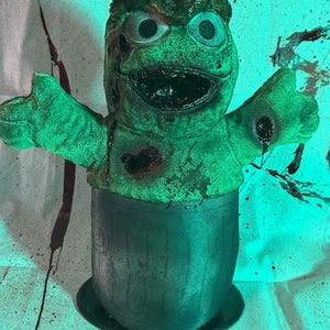 Oscar the Grouch - Creepy Plush - Horror Plush - Scary Plush - Macabre - Halloween - Scary Teddy Bear