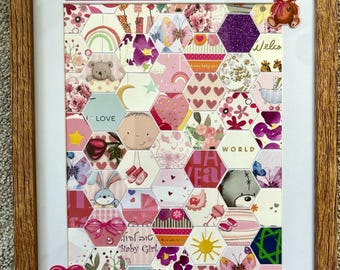 Handmade Card Collage Mosaic in Frame, Personalized Gift
