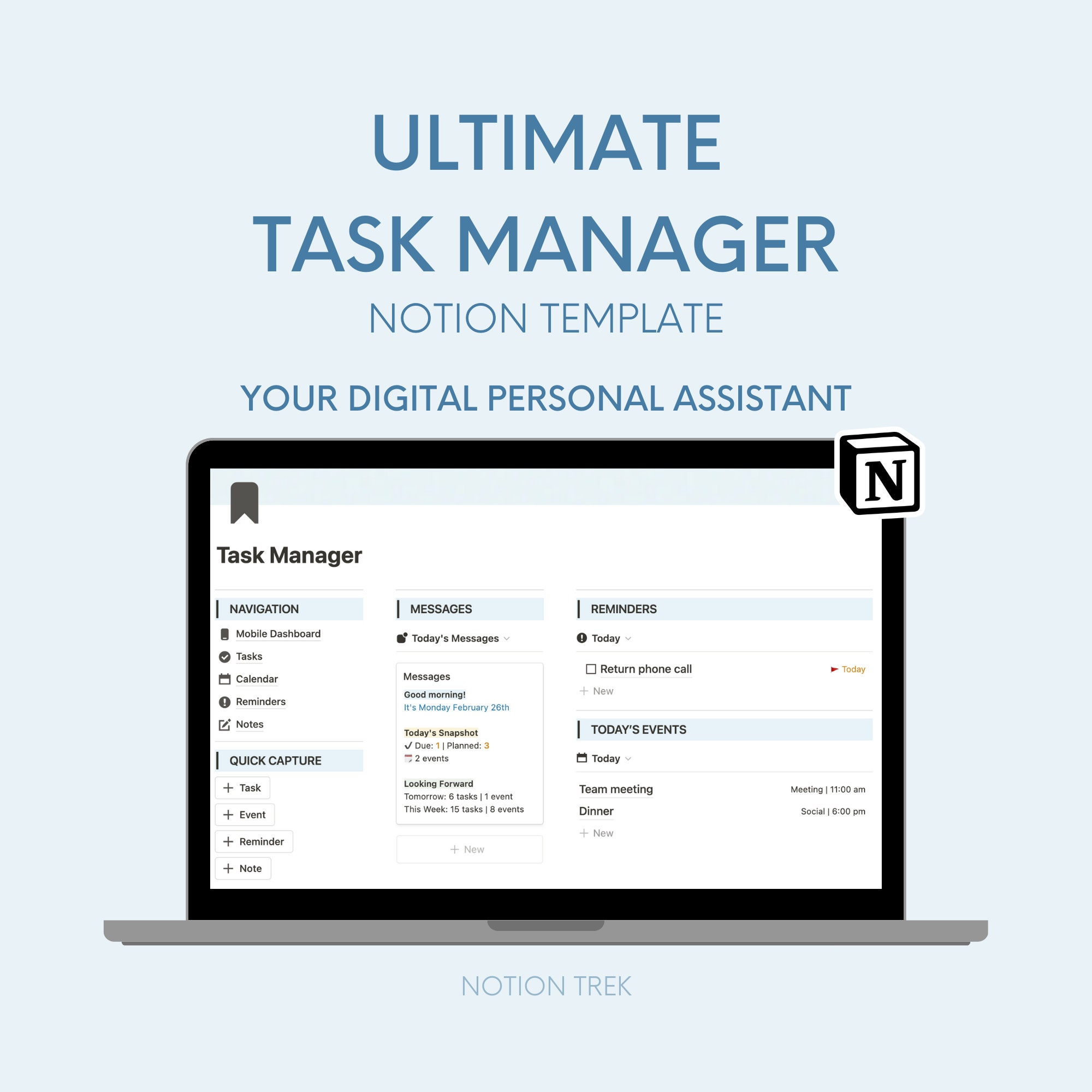 Ultimate Task Manager Notion Template — Your Digital Personal Assistant ...