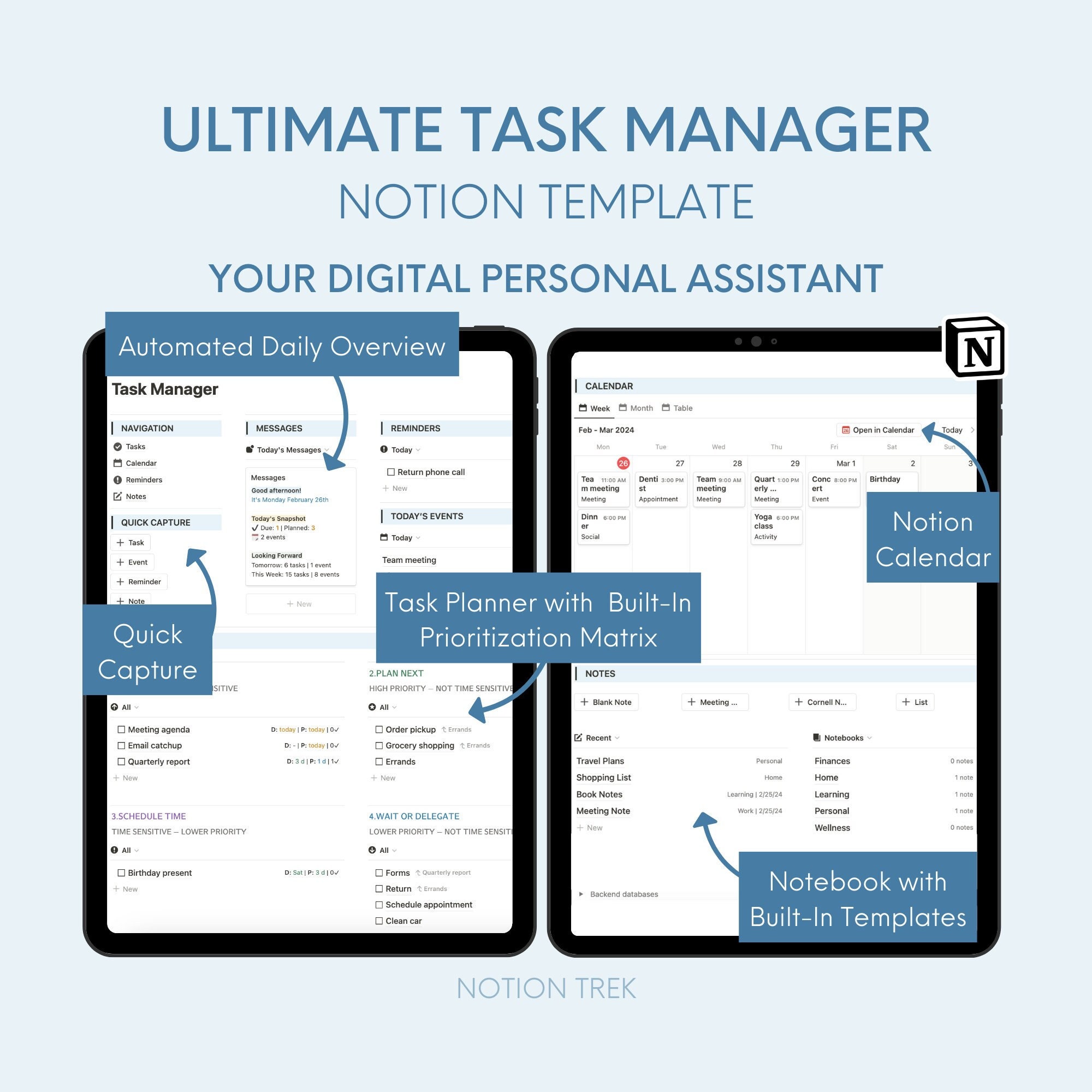 Ultimate Task Manager Notion Template — Your Digital Personal Assistant ...