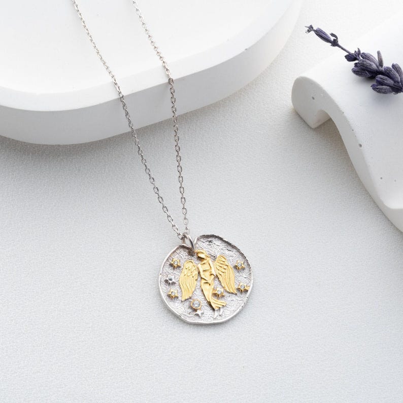Collana con costellazione della Vergine, gioielli con segno zodiacale, ciondolo astrologico minimalista in argento, regalo di compleanno per la Vergine Gold - Silver