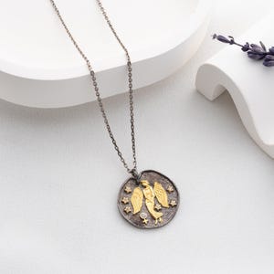 Collana con costellazione della Vergine, gioielli con segno zodiacale, ciondolo astrologico minimalista in argento, regalo di compleanno per la Vergine Black - Gold