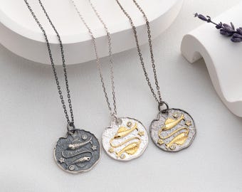Pisces Konstellation Halskette, Sternzeichen Schmuck, Minimal Silber Astrologie Anhänger, Geburtstagsgeschenk für Pisces
