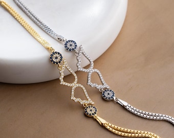 Braccialetto anti-malocchio in argento sterling con ali d'angelo, gioiello di protezione regolabile