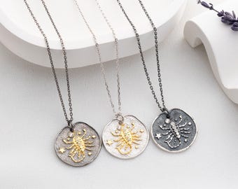 Scorpio Constellation Necklace, Zodiac Sign Jewelry, Minimal Silver Astrology Pendant, Birthday Gift for Scorpio