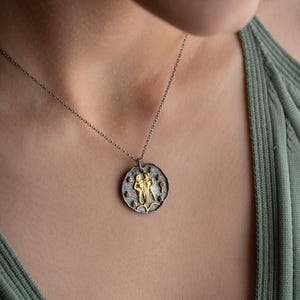 Gemini Zodiac Sign Necklace - Handmade 925 Sterling Silver - 14K Gold or Oxidized Finish - 12 Horoscope Designs - Gift for Astrology Lovers
