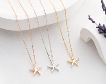Sterling Silver Starfish Necklace | Dainty Sea Star Pendant
