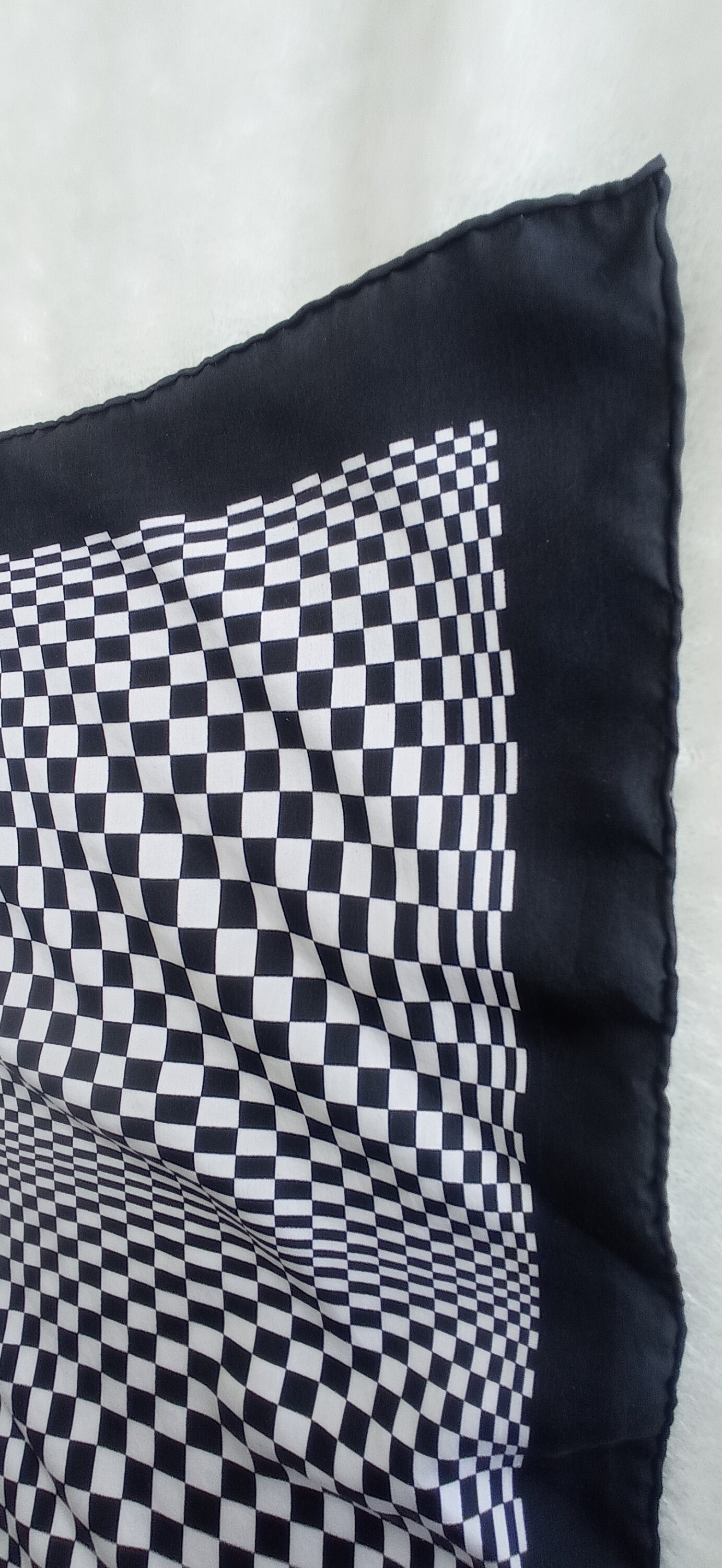 Vintage Giada Silk Square Scarf,geometric Print Black -white