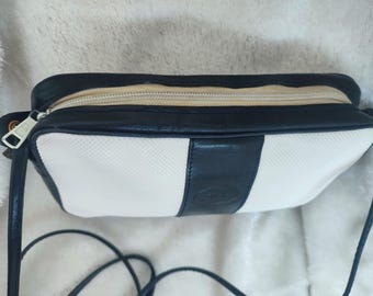 Longchamp vintage white/black canvas cross body bag