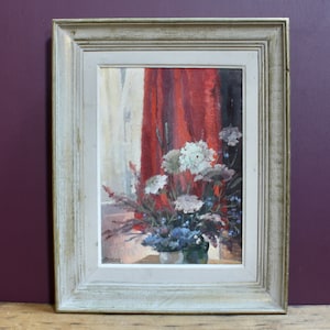 Vintage French oil painting, original artwork still life oil painting, oil on board 36 x 45.5cm