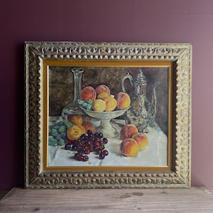 Vintage French oil painting, original still life by Andre Leon Vivrel, oil on canvas signed by the artist, 75 x 66 cm