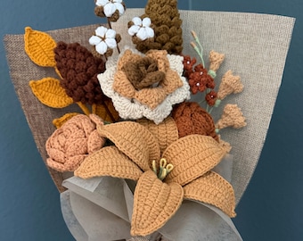 Hand-Crocheted Yarn Bouquet, Customized Eternal Flower, Fall Spring Vibes, Birthday, Graduation, Get Well Soon Gift, Colleague, Friend, Mom