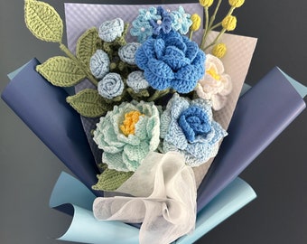 Finished Crochet Flower Bouquet, Valentine Gift, Handmade Gift, Birthday, Wedding, Friendship, Mom, Wife, Girlfriend, Sister, Gift for Her