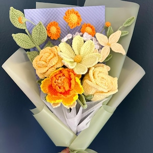 Handgemaakte gehaakte bloem, lelie, pioen, kerstcadeau, verjaardag, eindproduct, moeder, vriendin, vrouw, zus, vriend, oma, cadeau voor haar