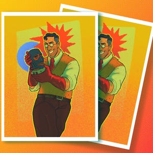 Medic and Spy--Team Fortress 2/original art print