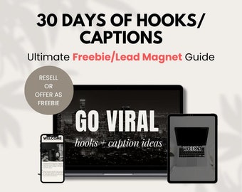 30 Days of Viral Hooks Digital Marketing Guide With Master Resell Rights MRR & Private Label Rights, Digital Marketing PLR, Done For You