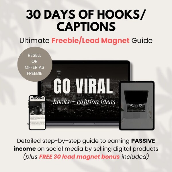 30 Days of Viral Hooks Digital Marketing Guide With Master Resell Rights MRR & Private Label Rights, Digital Marketing PLR, Done For You