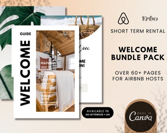 Airbnb Short Term Welcome Book Template Bundle, Airbnb House Editable Guide Canva, Airbnb Guide Book, VRBO Canva Template, House Manual