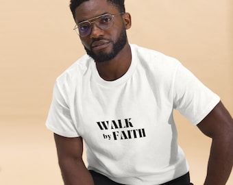 Walk by Faith Bible Verse Classic tee | Gildan 5000 Heavy Cotton