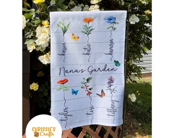 Personalized Birth Flower Garden Flag: Custom Family Name