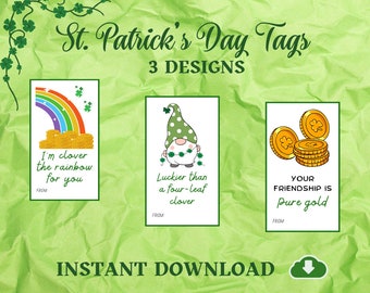 St Patrick's Day Geschenkanhänger, Schulklasse Party Anhänger, Kinderanhänger St Patrick Tag, Keksanhänger, Bäckeranhänger, druckbarer St Patrick's Day Anhänger